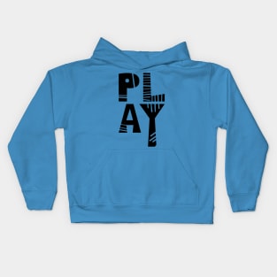 play  logo where parts of the letters is removed Kids Hoodie